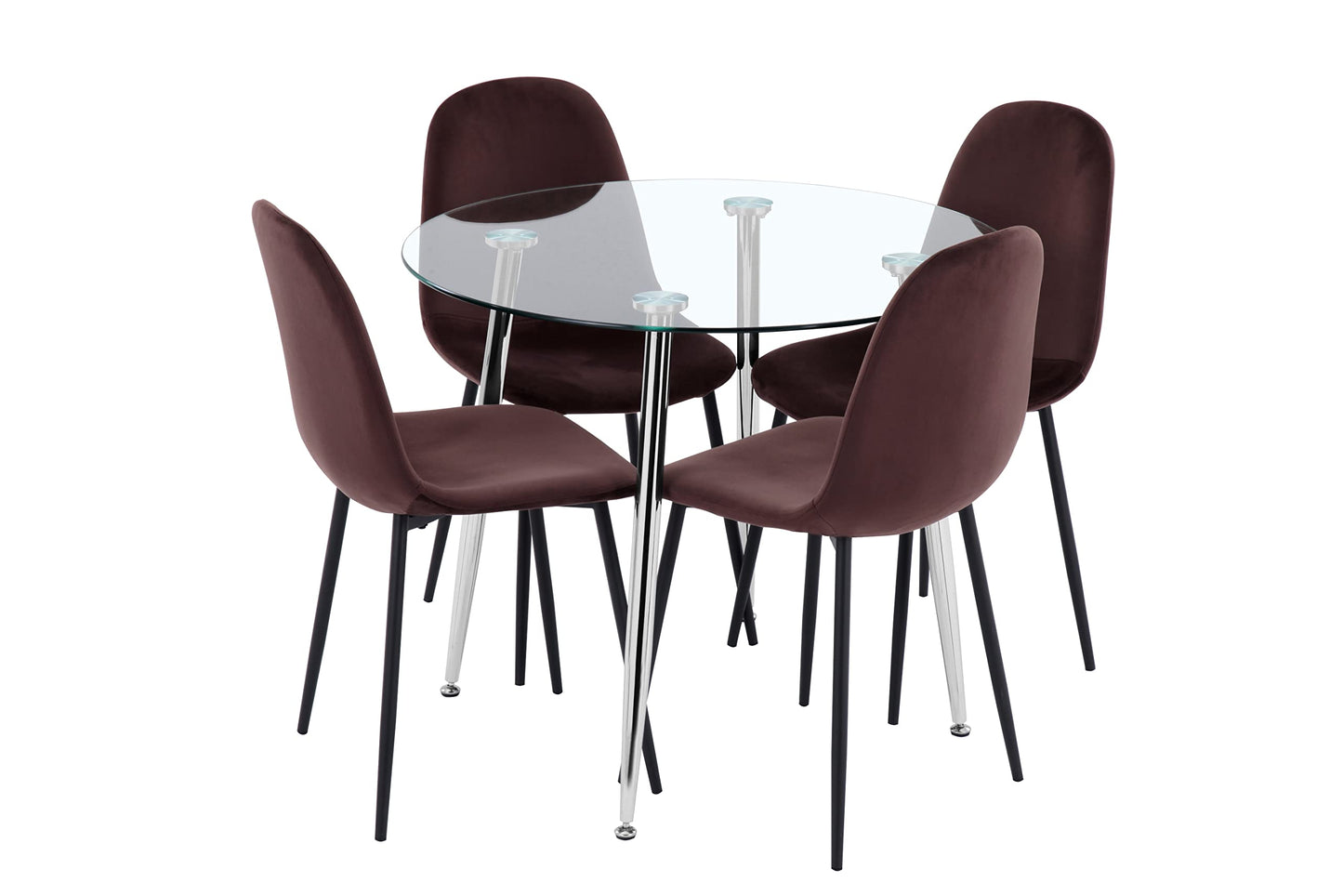 GOLDFAN Glas Esstisch Esszimmertisch Küchentisch Glas Moderner Stil Runder Tisch für Wohnzimmer Büro Küche Silber