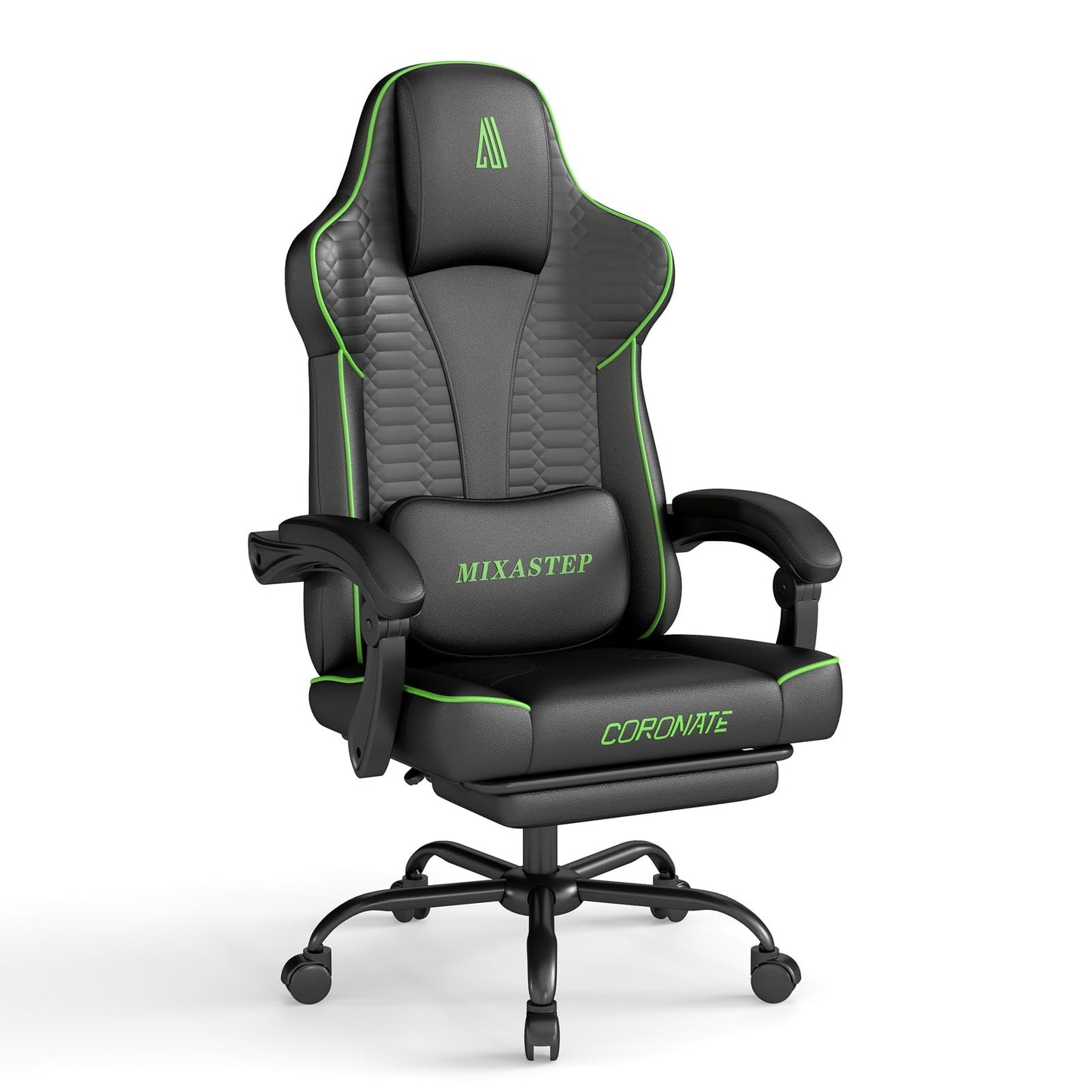 NSMAZXO Gaming Stuhl Ergonomisch mit Verstellbarer Rückenlehne & 360° Drehfunktion - Bürostuhl für Erwachsene/Jugendliche 150KG,PC-Stuhl Stoff in Grün für Homeoffice/Gaming