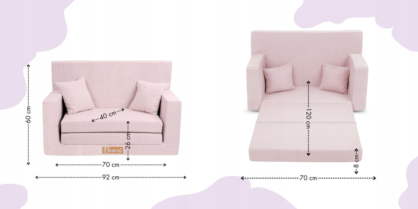 Flumi Personalised Children's/Teenager's Couch/Armchair/Sofa Bed, with Engraving of Child's Name, Play Sofa, Sleeping Chair, Bed Function, Children's Furniture, 92 x 40 x 60 cm, Microfibre (Grey)