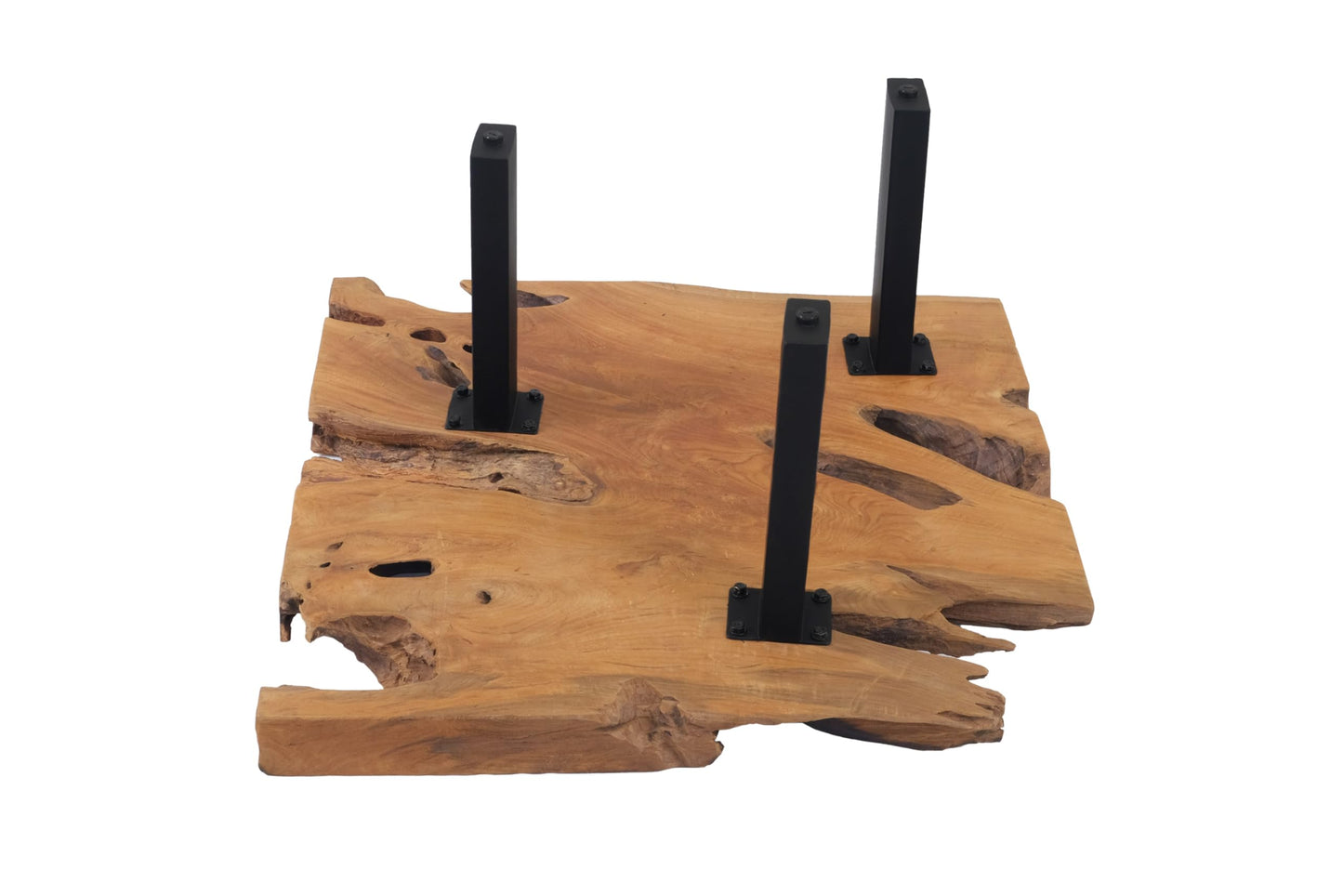 SAM Ibiza Coffee Table, Side Table Made of Root Wood, Solid Teak Wood + Natural, Sofa Table with Metal Legs, Black, 110 x 60 x 40 cm