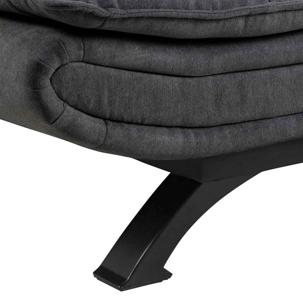 AC Design Furniture Jasper Bettcouch Dunkelgrau/Schwarz, Schlafsofa mit 3 Liegepositionen, Moderner 3-Sitzer Ohne Armlehne, Gepolstert mit Schwarzen Metallbeinen, L: 196 x H: 91 x T: 98 cm