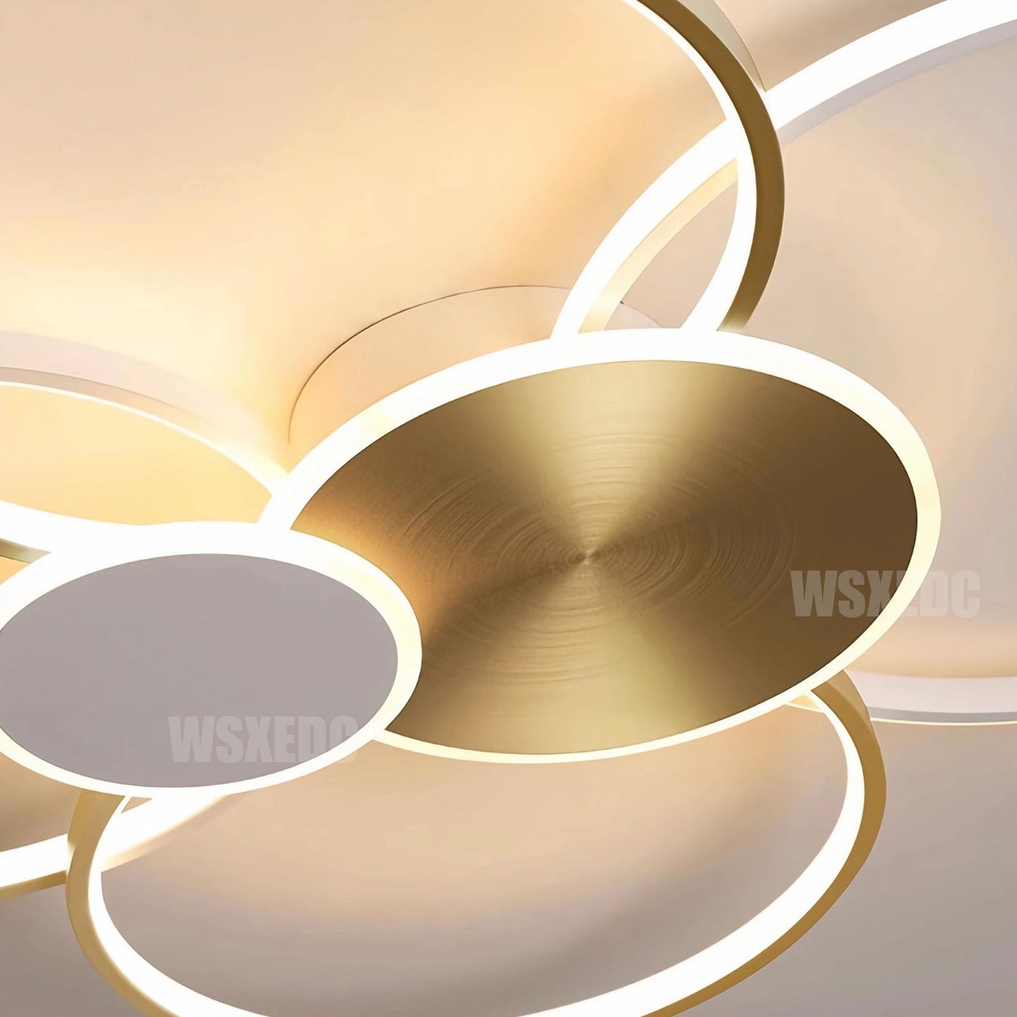 Dimmbare LED 6 Ring Wohnzimmerleuchte LED-Deckenleuchte moderne kreative Deckenbeleuchtung Innenbeleuchtung für die Augenpflege Für Schlafzimmer Büro Esszimmer Jugendzimmer (Weiß, L80cm 71W)