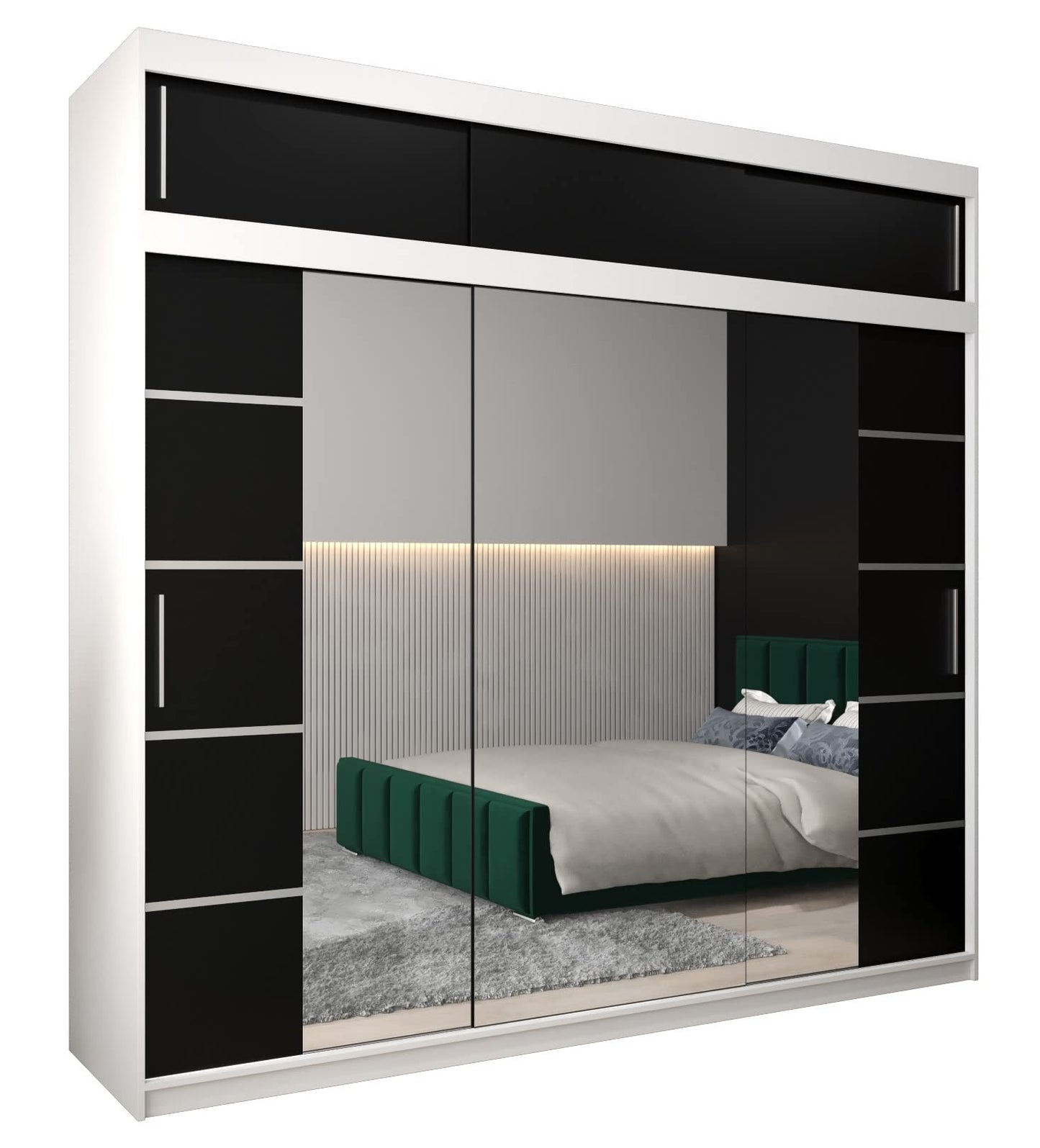 MEBLE KRYSPOL Verona 4 250 Bedroom Wardrobe Sliding Doors Cabinet with Mirror Wardrobe with Mirror Sliding Door Wardrobe Sliding Doors - 250 x 240 x 62 cm - Sonoma with Extension