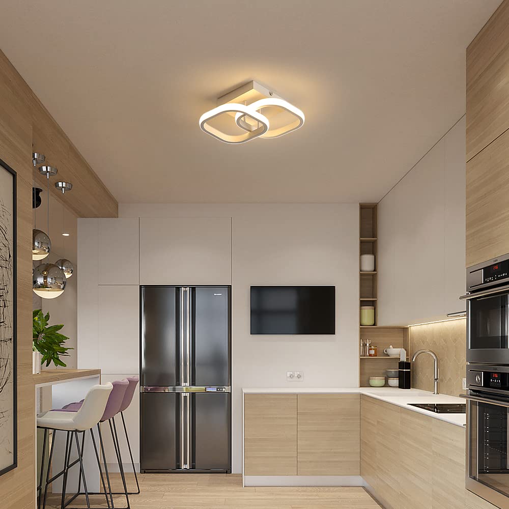 SENQIU 2 Stücke LED Deckenleuchte, 22W Modern Quadratisch LED Deckenlampe, Deckenleuchten Weiße aus Aluminium für Wohnzimmer Schlafzimmer Küche, Warmweiß 3000K