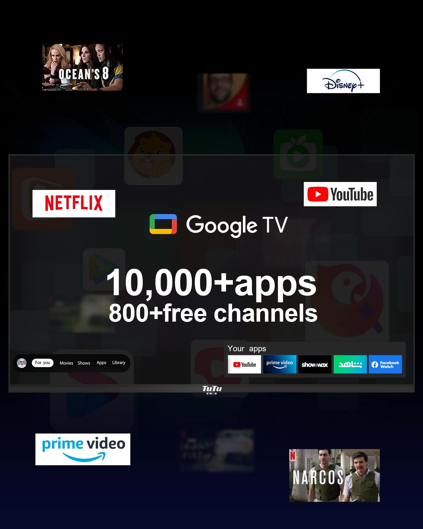 TuTu Smart TV 25 Zoll (64 cm) Full HD VIDAA Fernseher mit WLAN Triple Tuner (DVB-T/T2, DVB-C, DVB-S/S2) APP Store HDMI USB (TUV25FQ1B, 2024)
