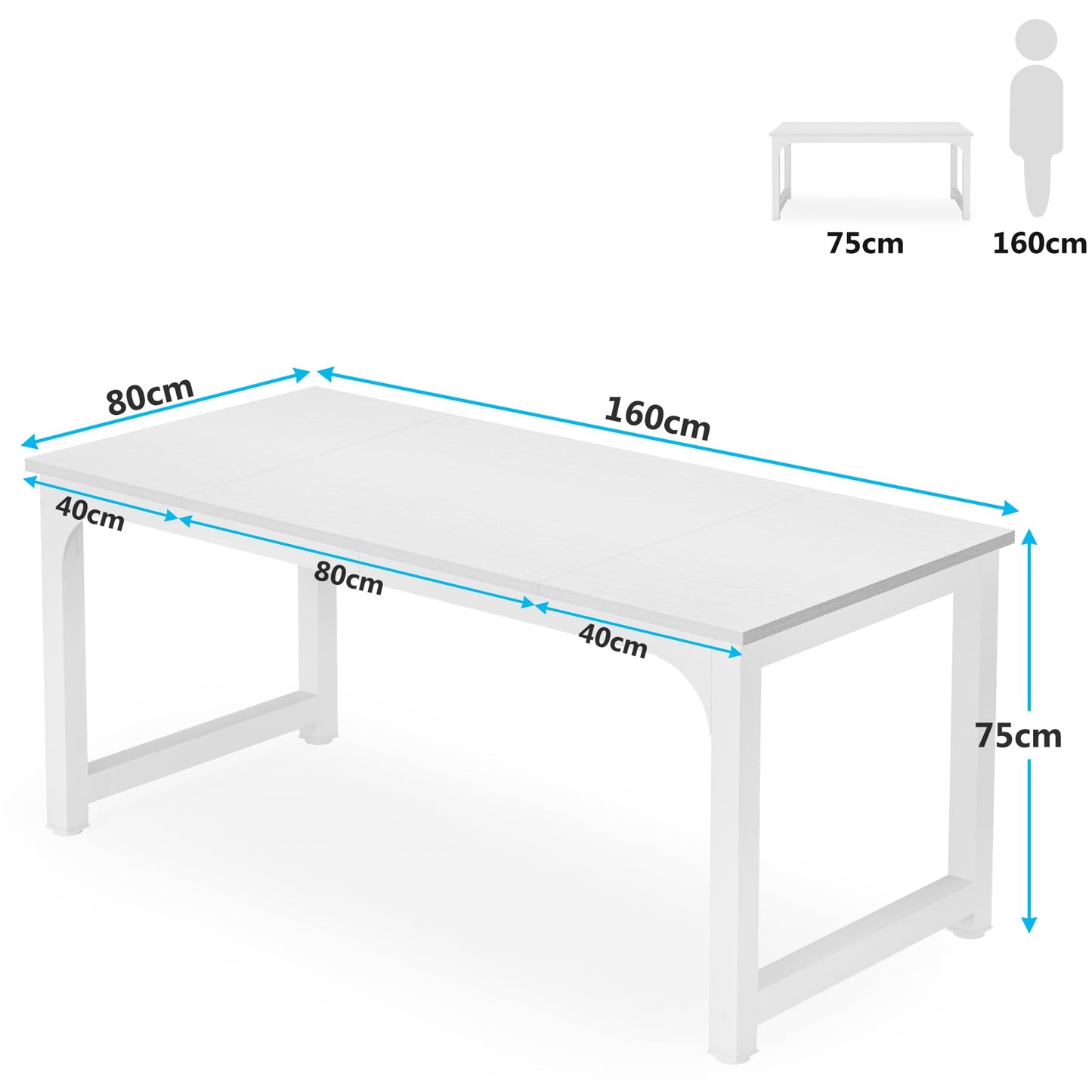 Tribesigns 160 x 80 cm Esstisch, industrieller Küchentisch für 4-6 Personen, rechteckiger Esstisch für Esszimmer, Küche, Wohnzimmer, mit robusten Metallbeinen (Rustikales Braun)