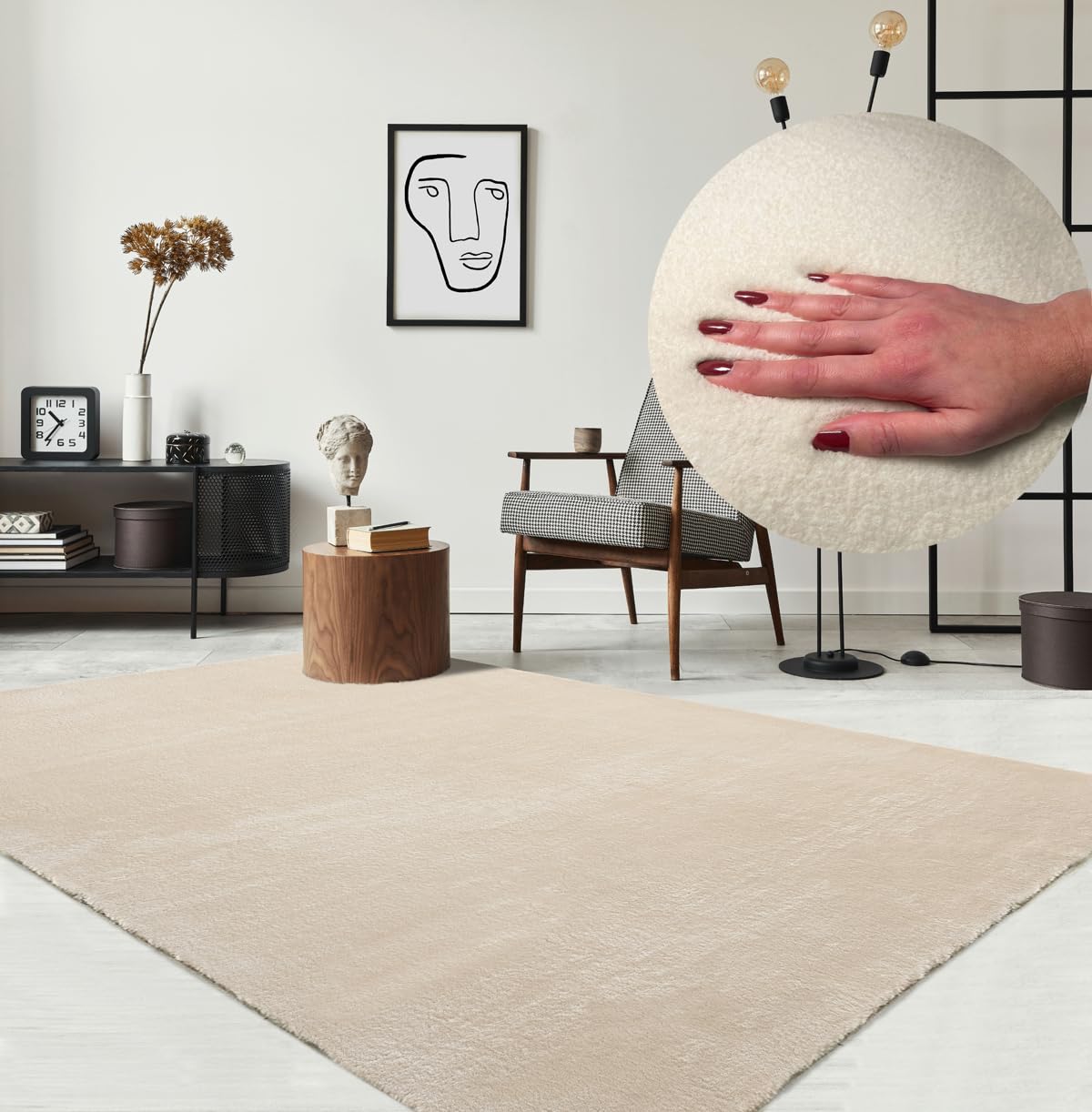the carpet Relax Rug, Modern, Fluffy, Short Pile, Non-Slip Underside, Washable up to 30°C, Super-Soft, Fur Look, Anthracite, 160 x 220 cm