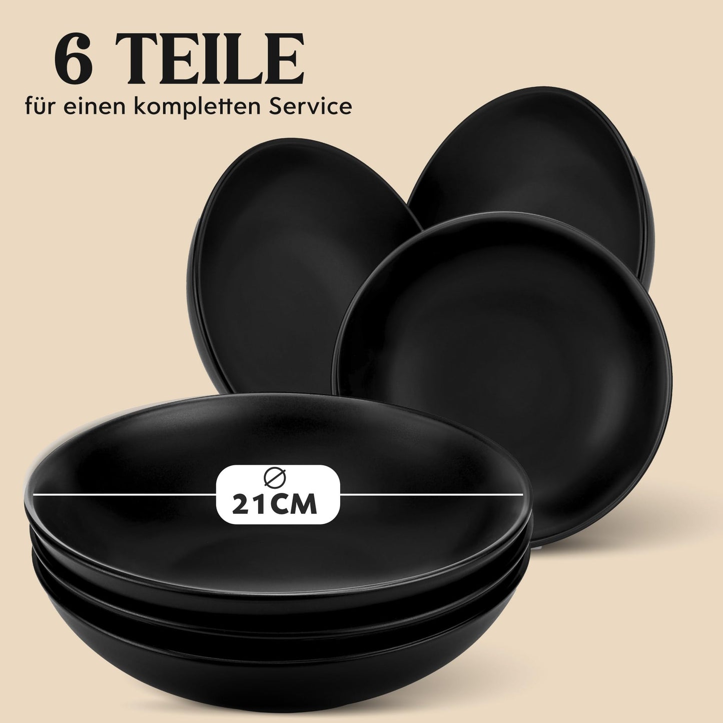 Twinzee Stoneware Crockery Set Black - Set of 24 Tableware and Table Art - Plate Set - Microwave and Dishwasher Safe - Durable and Elegant