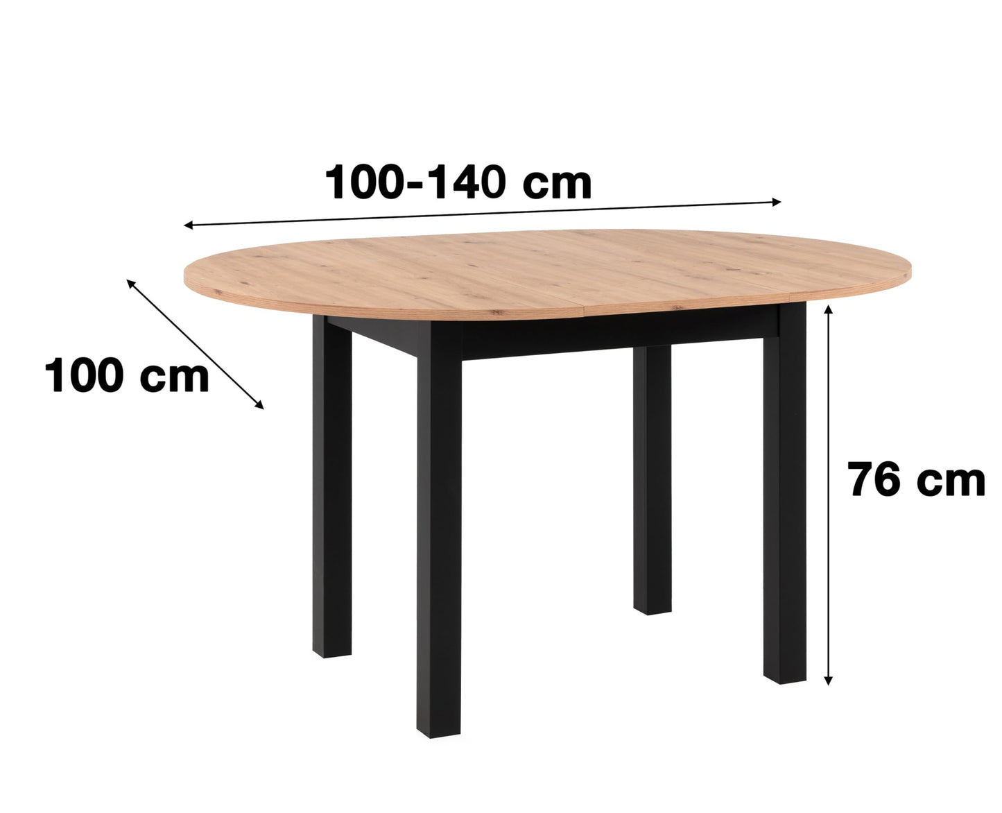 Newfurn Dining Table Wild Oak Dining Room Table Kitchen Table Dining Table II 120 x 76.5 x 70 cm (W x H x D) Extendible up to 160 cm including 40 cm Table Top Anthracite Kitchen Table Dining Table