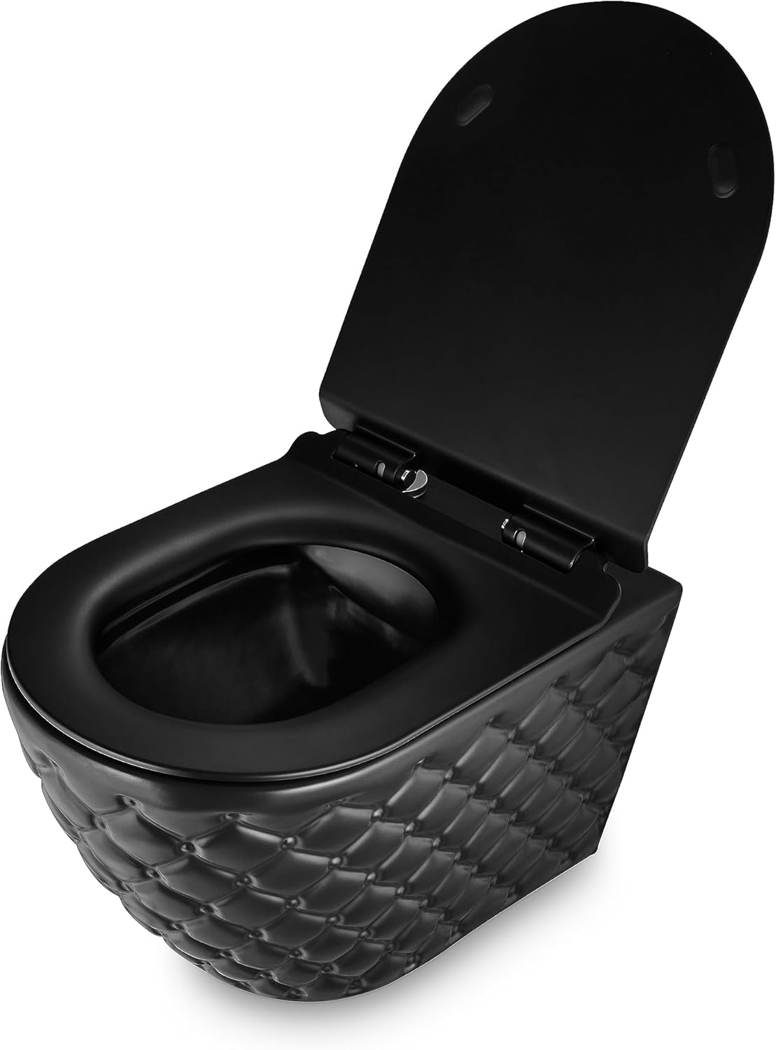 RD Luxury Spülrandloses Hänge-WC Schwarz Matt – Wandtoilette aus Keramik mit Softclose WC-Sitz, Schallschutz & Komplettset