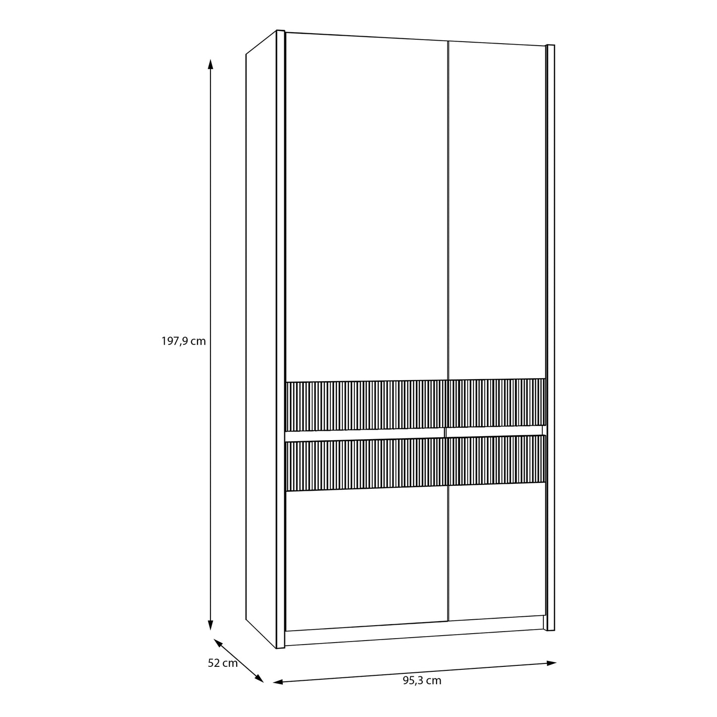 FORTE OZZULA Wardrobe 120, Wardrobe, Sliding Door Wardrobe, Bedroom Wardrobe, Scandinavian 2 Door Shelves, Clothes Rail, White/Artisan Oak, 120 cm Wide x 190.5 cm High x 61 cm Deep