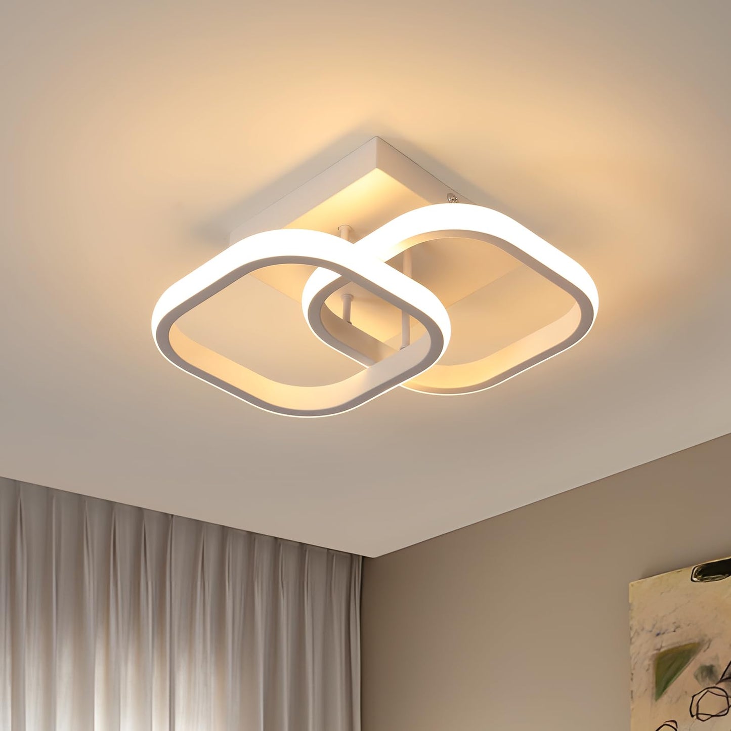 SENQIU 2 Stücke LED Deckenleuchte, 22W Modern Quadratisch LED Deckenlampe, Deckenleuchten Weiße aus Aluminium für Wohnzimmer Schlafzimmer Küche, Warmweiß 3000K