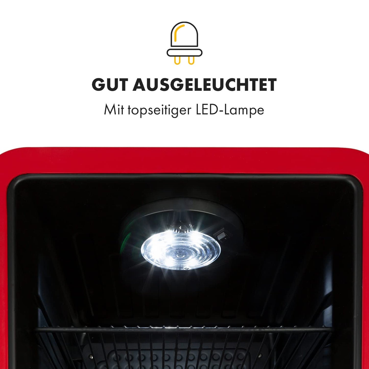 Klarstein PopLife Getränkekühler - Mini-Bar, Retrokühlschrank, 0-10°C, nur 39 dB, 115 L, umweltfreundlich, doppelt verglaste Tür, Retro-Design, rot