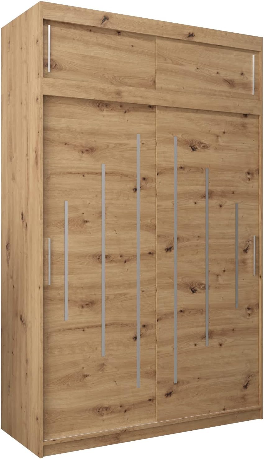 Kryspol Schwebetürenschrank York 250 cm Kleiderschrank mit Kleiderstange und Einlegeboden Schlafzimmer- Wohnzimmerschrank Schiebetüren Modern Design (Weiß)