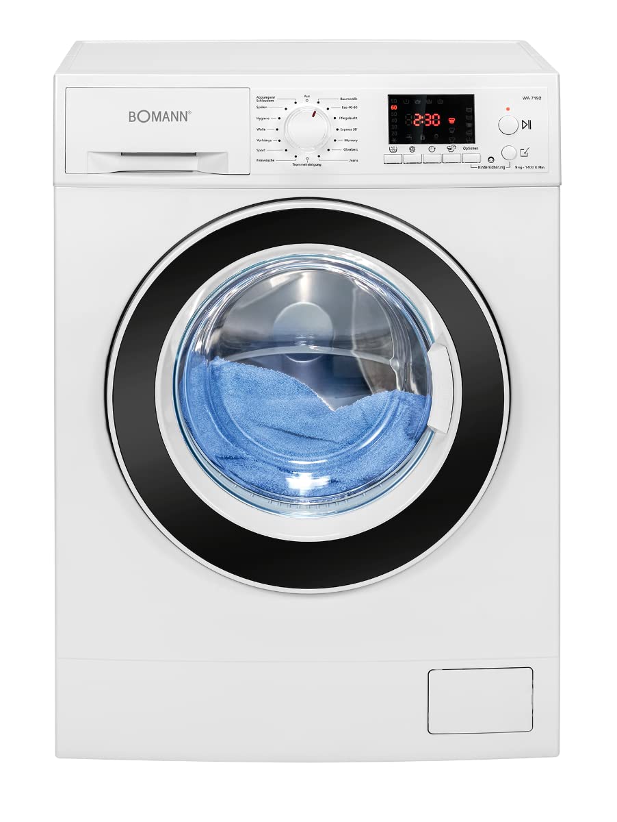 Bomann® Waschmaschine 10kg | max. 1400 U/min | 16 Programme | Bürstenloser DC-Motor: effizient, leise und langlebig | Endzeitvorwahl | Zulaufschlauch-Sicherheitssystem | Washing Machine | WA 7111
