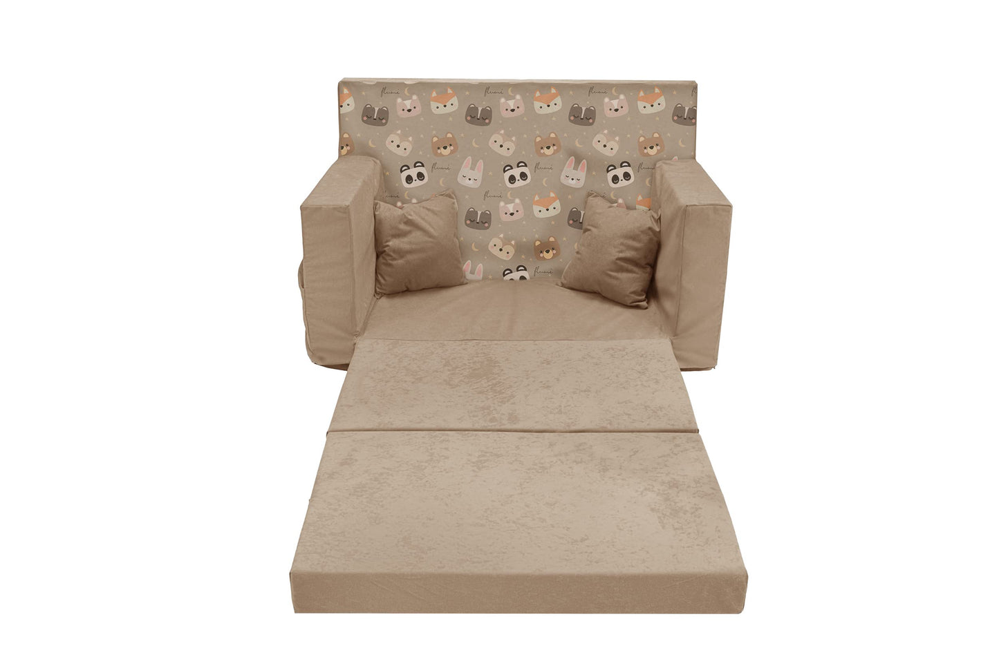 Flumi Personalised Children's/Teenager's Couch/Armchair/Sofa Bed, with Engraving of Child's Name, Play Sofa, Sleeping Chair, Bed Function, Children's Furniture, 92 x 40 x 60 cm, Microfibre (Grey)
