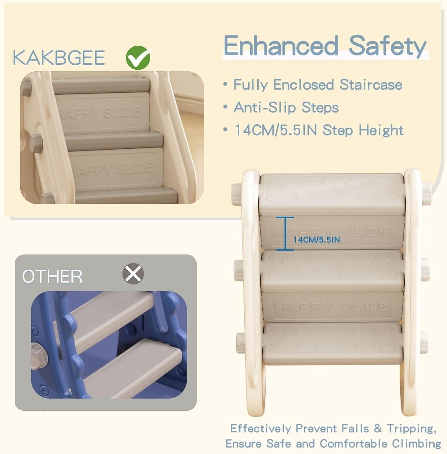 Kakbgee 8-in-1 Kinder Rutsche, Baby Slide, Mini-Bus, 2m HDPE Kinderrutsche - mit Geländer, Futschfesten Stufen, Tunnel, Stauraum, Gartenrutsche Spielplatz für Drinnen/draußen, ab 6 Monaten, Grau