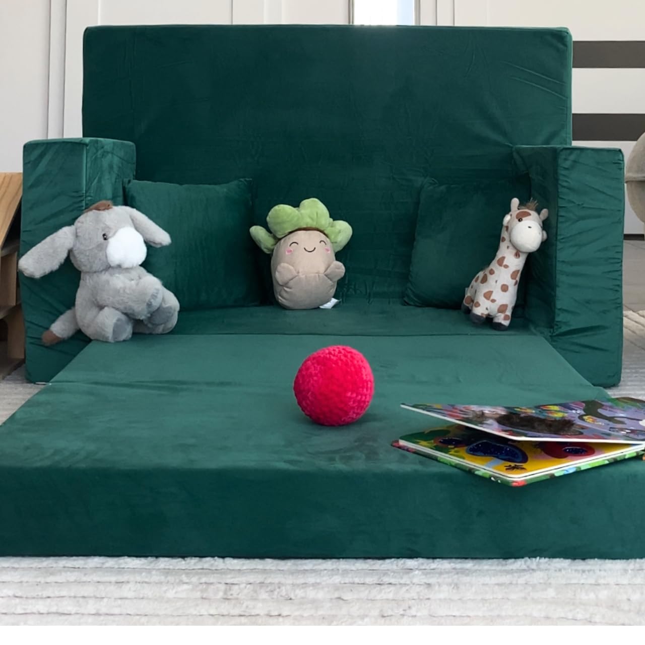 Flumi Personalised Children's/Teenager's Couch/Armchair/Sofa Bed, with Engraving of Child's Name, Play Sofa, Sleeping Chair, Bed Function, Children's Furniture, 92 x 40 x 60 cm, Microfibre (Grey)