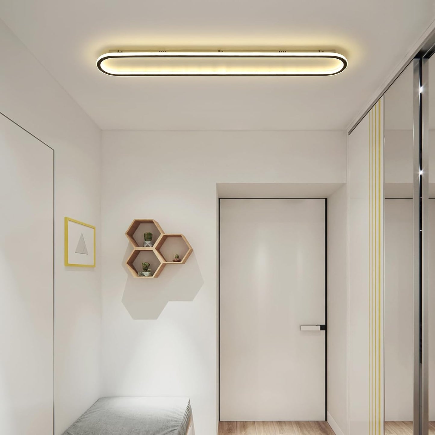 Mikeru LED Deckenleuchte ⌀60cm Rund- Moderne 6000K Kaltweiße Licht Deckenlampe - Schwarz Acryl Wohnzimmer Deckenlampe für Schlafzimmer, Küche, Esszimmer - Energieeffiziente LED Beleuchtung
