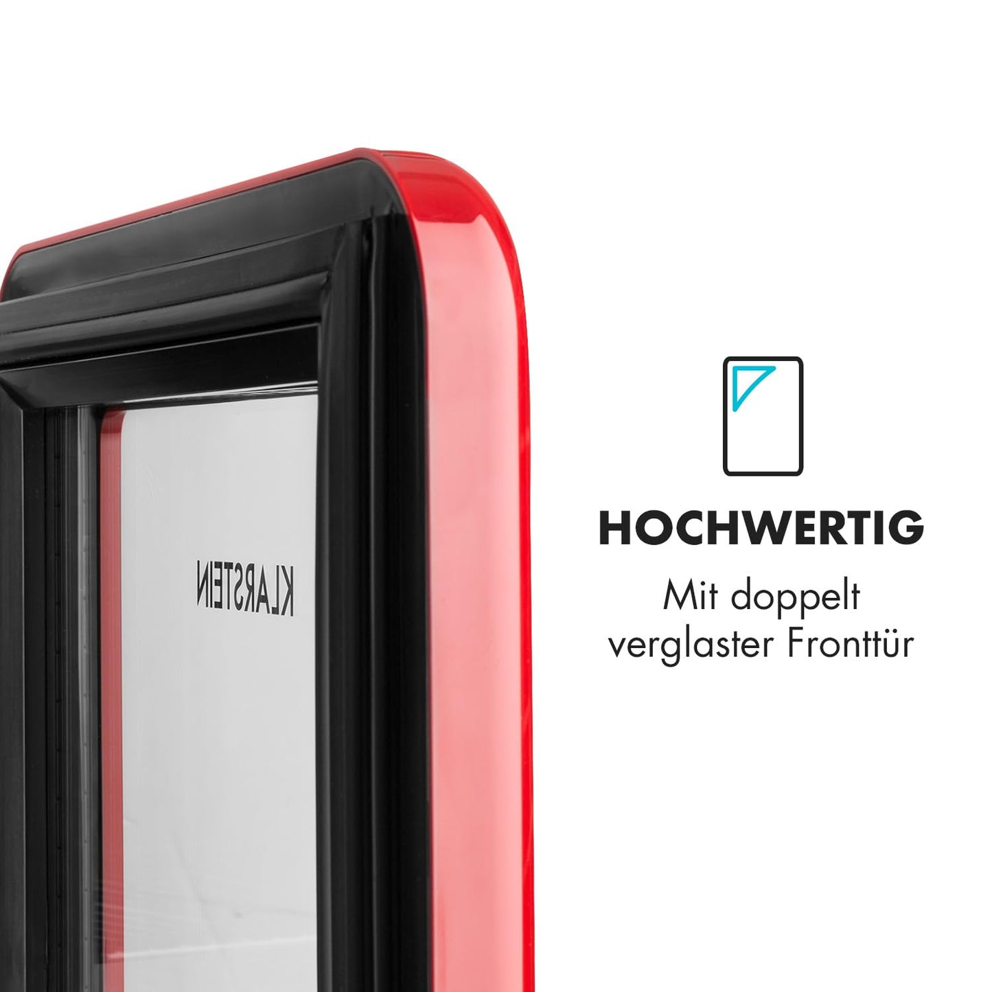 Klarstein PopLife Getränkekühler - Mini-Bar, Retrokühlschrank, 0-10°C, nur 39 dB, 115 L, umweltfreundlich, doppelt verglaste Tür, Retro-Design, rot