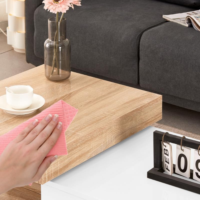 Rotating Coffee Table White Living Room Table with Rotating Board High Gloss Modern Side Table Coffee Table