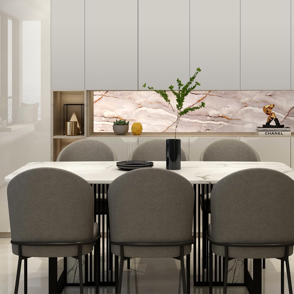 Luxury and Self-Adhesive Kitchen Back Wall - Simple and Stylish Wall Panels (High Gloss Marble White/Grey, 300 cm x 60 cm x 0.2 cm)