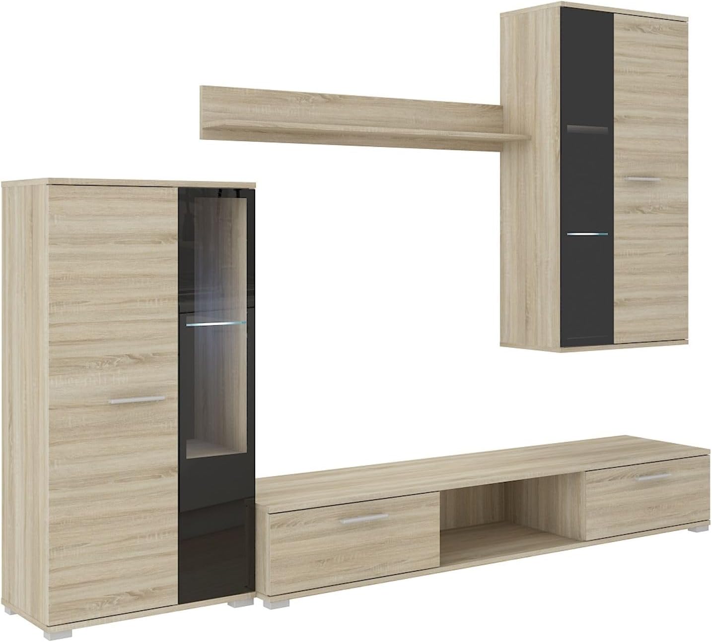 Kuechen-preisbombe Top Salsa Wall Unit Unit Living Room Sonoma Oak Matt + Black