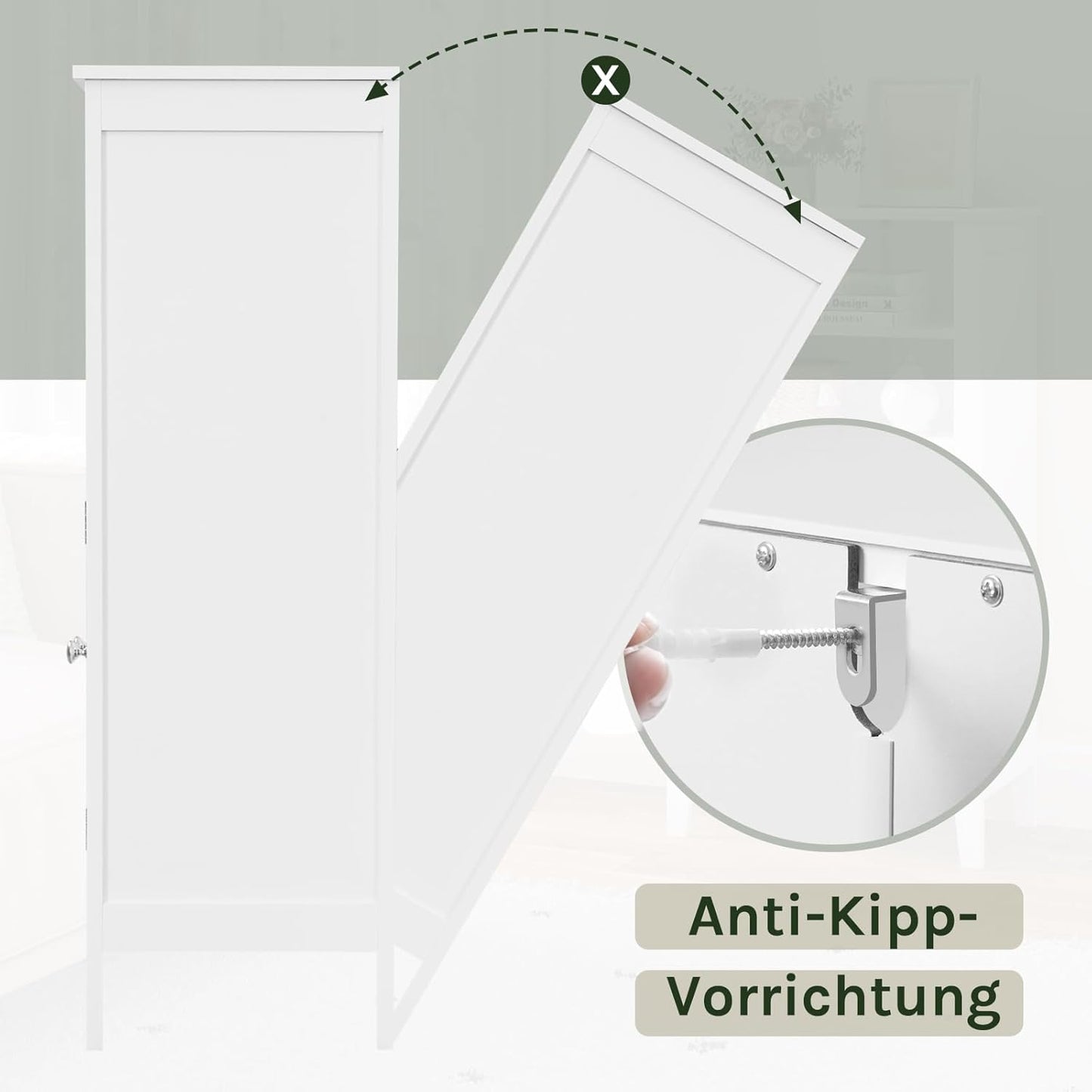 EUGAD Bathroom Cabinet, Kitchen Cabinet, Side Cabinet, Chest of Drawers in Bedroom, Hallway, Made of MDF with Adjustable Shelf, White, 92.5 x 30 x 50 cm