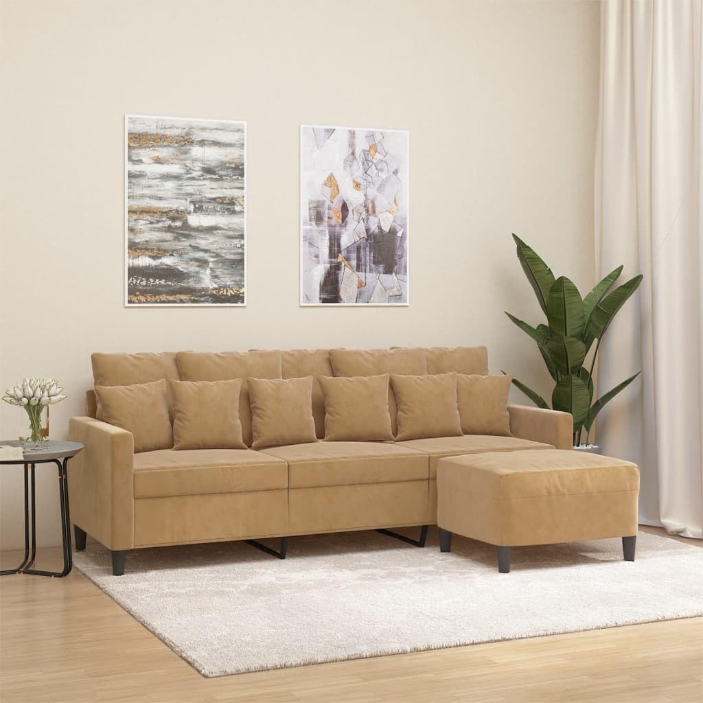 Willood 3-TLG. Sofagarnitur mit Kissen Dunkelgrau Samt,Sofa geeignet für Wohnzimmer, Sofa Set, mit Armlehnen und Kissen