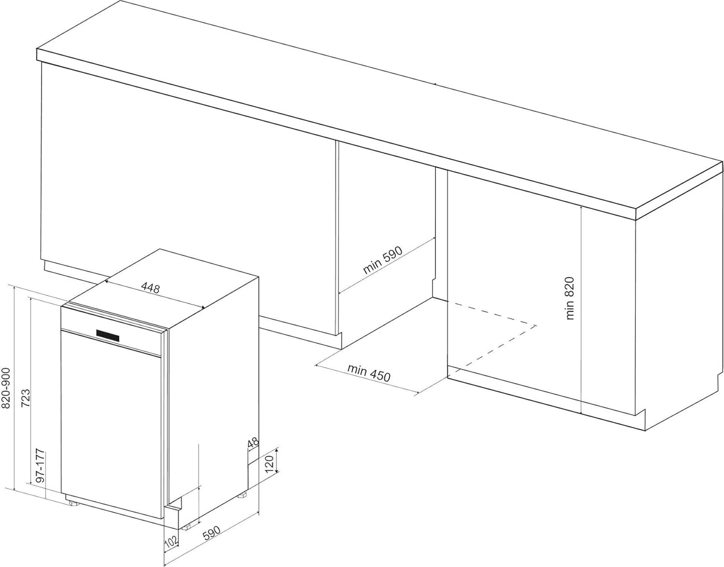 Bauknecht BSUO 3O23 PF X Undermount Dishwasher, 45 cm Width, PowerClean, Cutlery Drawer, Full Water Protection, Hygiene Programme, Sensor Program, Child Lock
