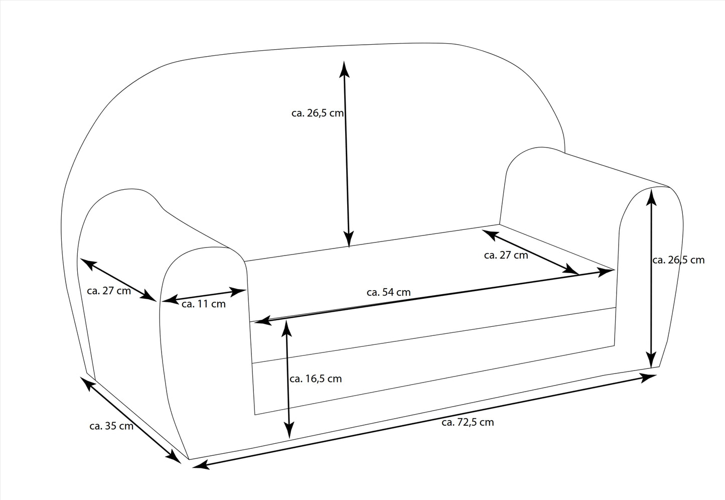 Delsit Kindersofa zum Ausklappen - Kinder Sofa mit Schaumstofffüllung - Sofa Kinder mit Abnehmbarem Bezug - Kindermöbel Kindersofa Mädchen & Jungen- 9 Monate bis 4 Jahre - DT2-22042