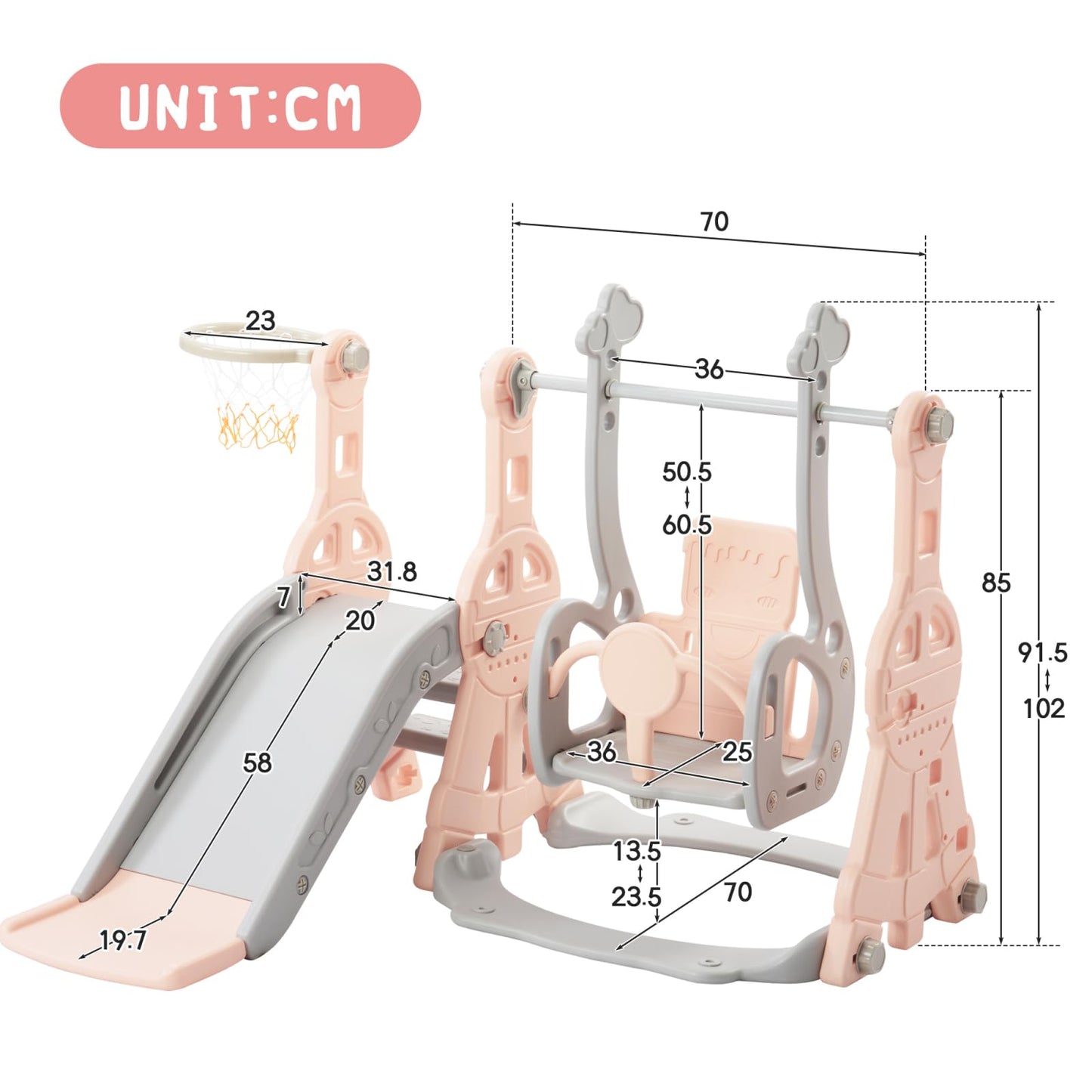 DADEA 6 in 1 Kinderrutsche mit Korb, Rutsche und Schaukel für Kinder im Freien Grün, 150 × 150 × 115 cm, Babyschaukel und Rutsche für Kinder zu Hause Schaukel Kinderrutsche, Grün