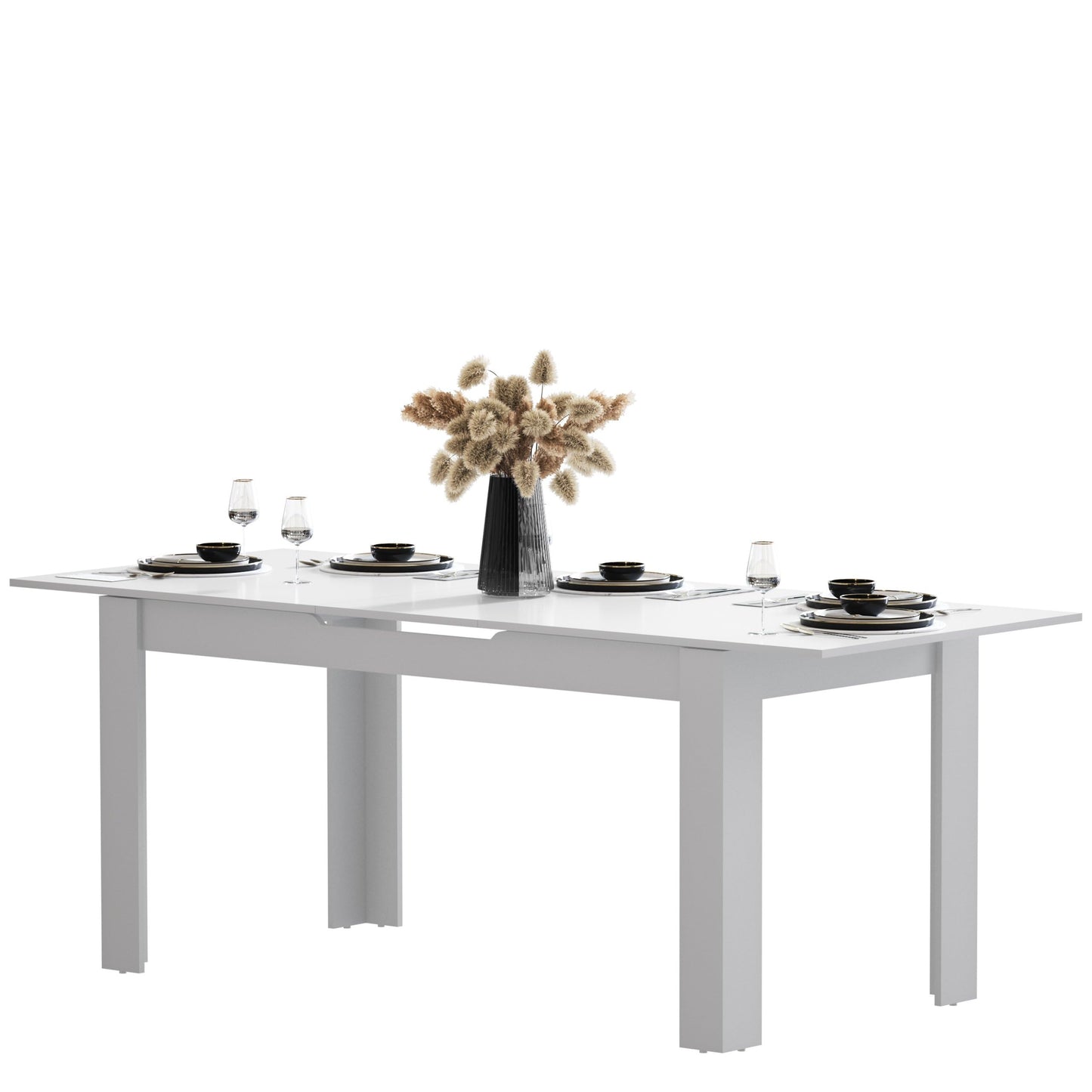 Newfurn Dining Table Wild Oak Dining Room Table Kitchen Table Dining Table II 120 x 76.5 x 70 cm (W x H x D) Extendible up to 160 cm including 40 cm Table Top Anthracite Kitchen Table Dining Table