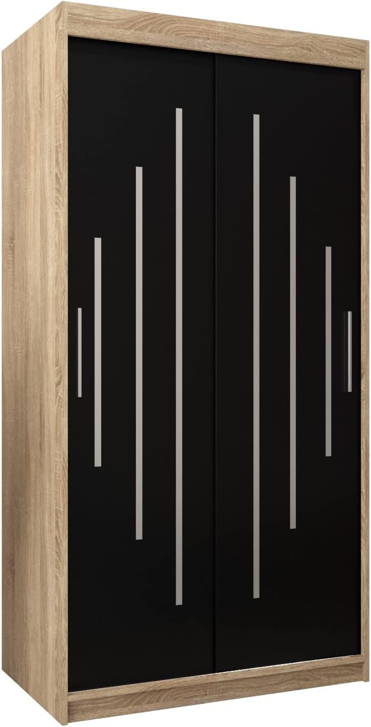 Kryspol Schwebetürenschrank York 250 cm Kleiderschrank mit Kleiderstange und Einlegeboden Schlafzimmer- Wohnzimmerschrank Schiebetüren Modern Design (Weiß)