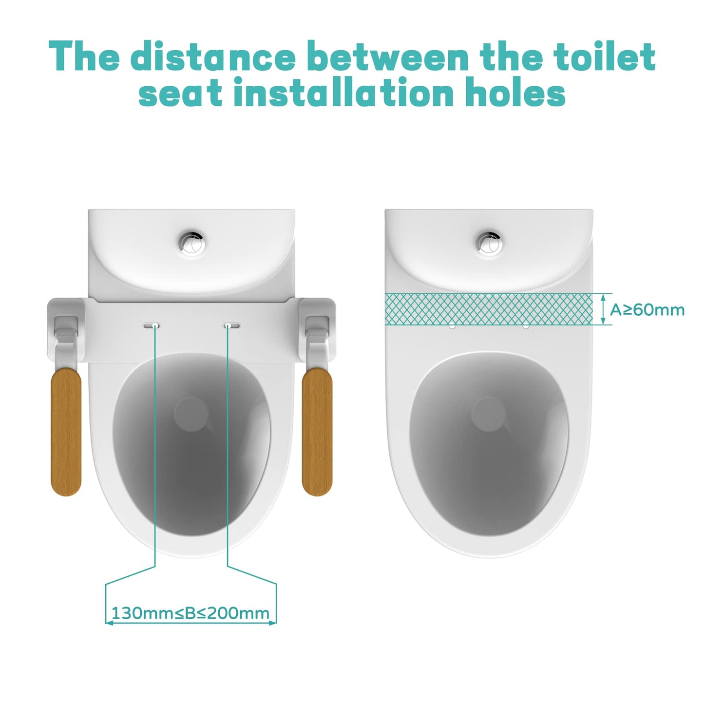 Heuffe Mobile WC Aufstehhilfe & Aufstehhilfe Toilette Klappbar,Ohne Bohren Toilettengriff mit Armlehnen und Haltegriff - Für Senioren/Behinderte, Toilettenstützgestell für Unterwegs(Holz)