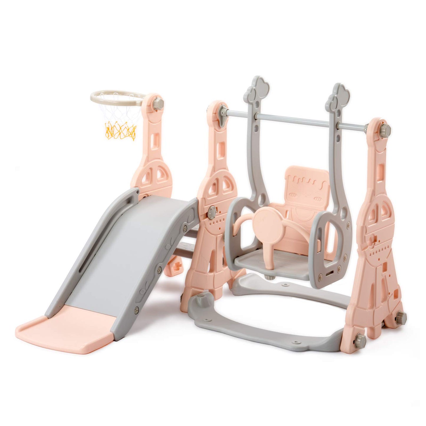 DADEA 6 in 1 Kinderrutsche mit Korb, Rutsche und Schaukel für Kinder im Freien Grün, 150 × 150 × 115 cm, Babyschaukel und Rutsche für Kinder zu Hause Schaukel Kinderrutsche, Grün