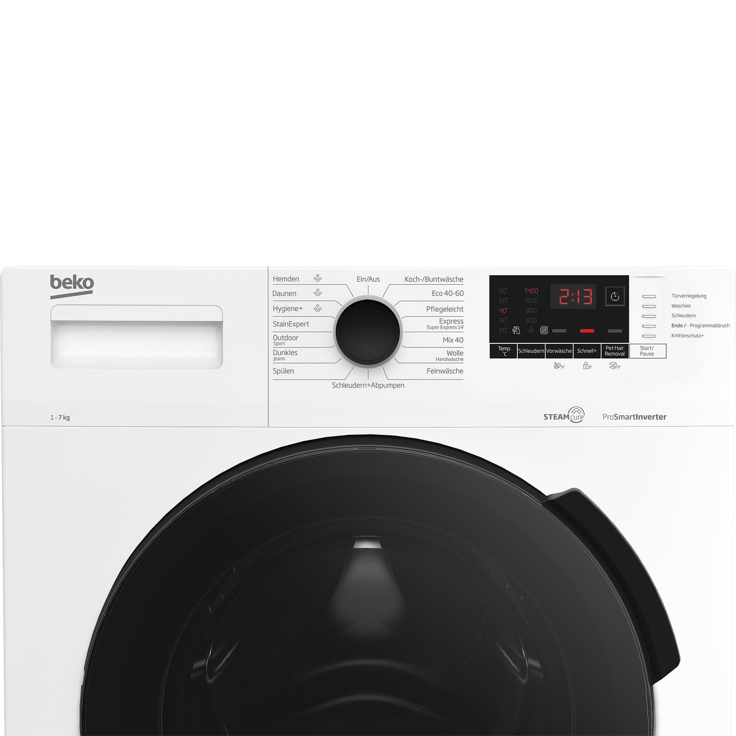 Beko BM3WFU3741R Waschvollautomat, Waschmaschine, 7 kg, EnergySpin, Schleuderwahl 1400 U/min, SteamCure Dampffunktion, allergikergeeignet, AquaWave Schontrommel, Weiß