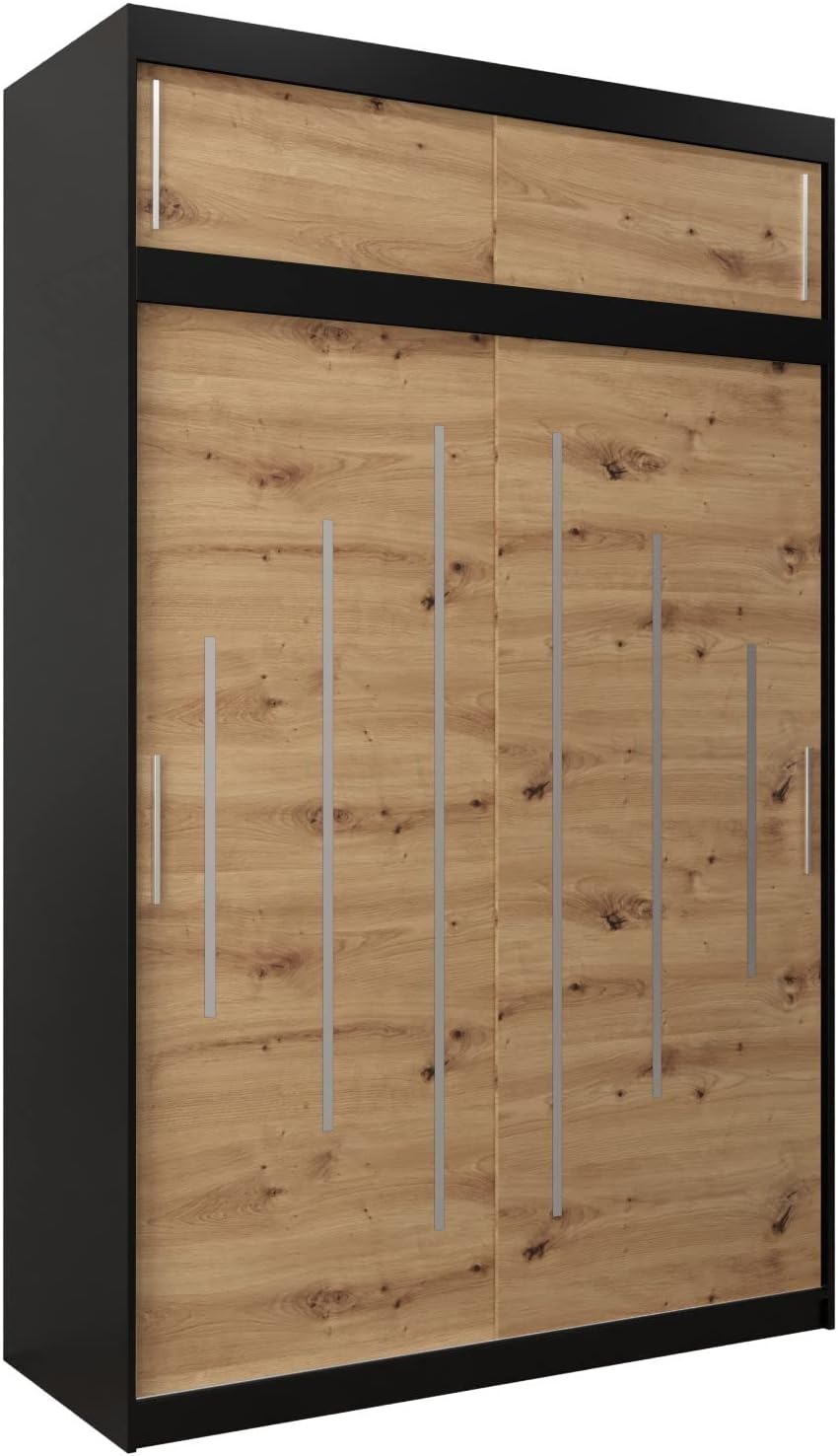 Kryspol Schwebetürenschrank York 250 cm Kleiderschrank mit Kleiderstange und Einlegeboden Schlafzimmer- Wohnzimmerschrank Schiebetüren Modern Design (Weiß)