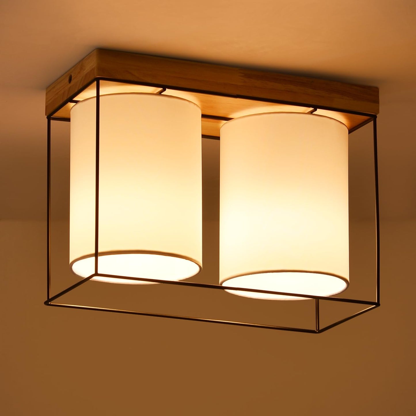 CBJKTX Ceiling Light Living Room Ceiling Light Glass - 4 Bulbs E27 Vintage Black Dining Room Lamp Industrial Style Metal Ceiling Retro Living Room Lamp for Bedroom Dining Room Kitchen (Light Bulb Not