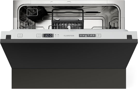 Klarstein Built-in Dishwasher - Compact 45 cm Model, 6 Place Settings, UV Hygiene, AquaStop, Energy Efficiency Class D, Quiet 49 dB, Intuitive Operation