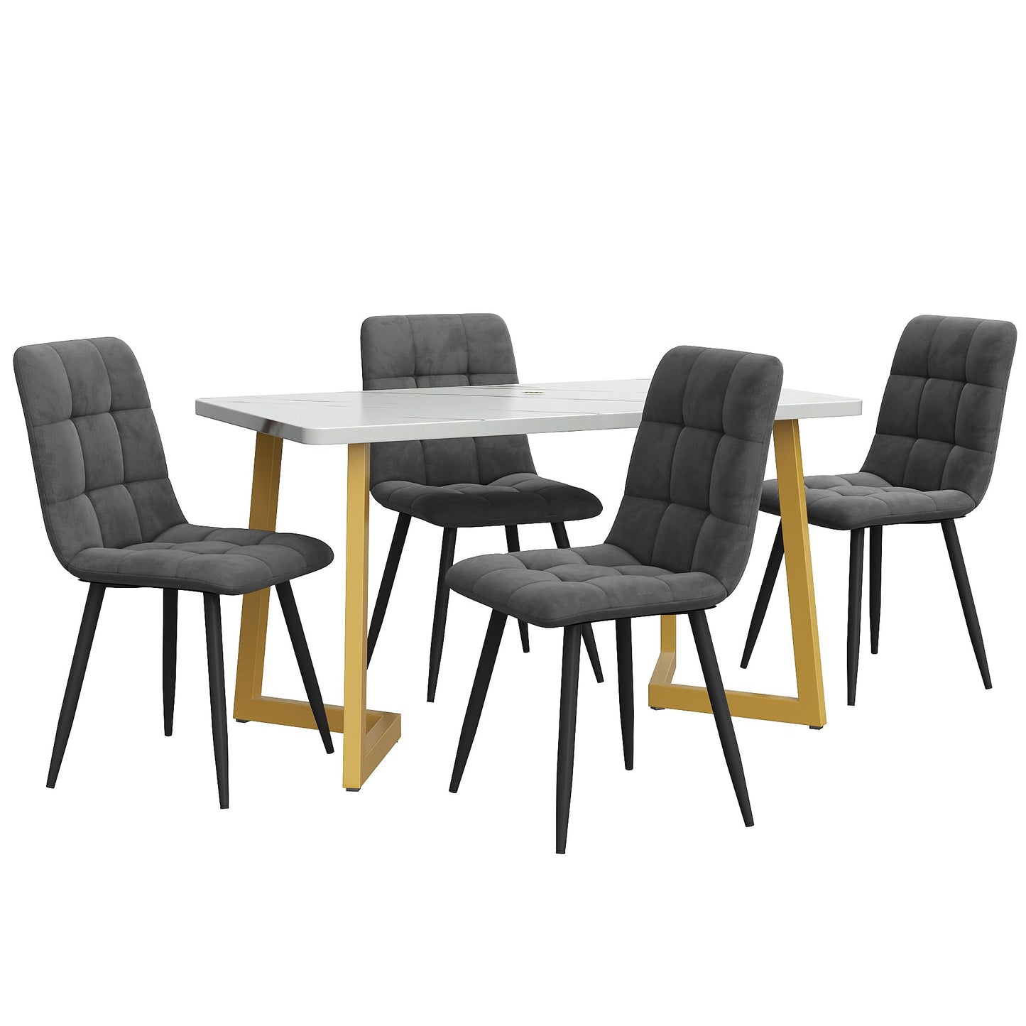 Ymkua Esstisch mit 4 Stühlen Set, 117x68x75 cm Rechteckiger Esstisch, Esszimmergruppe, Moderne Küche Esstisch Set, Esszimmerstuhl Küchenstuhl Set, Küchentisch Set für Wohnzimmer und Küche (Gray)