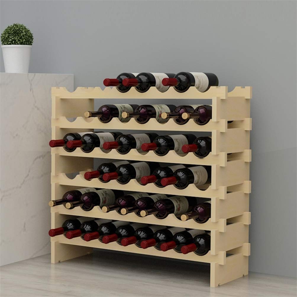 sogesfurniture Weinregal Flaschenregal mit 4 Ebenen für 32 Flaschen Wein Holzregal Weinhalter Weinständer Flaschenständer für Küche, Esszimmer, Bar, 90x30x54cm, BHEU-BY-WS4832M