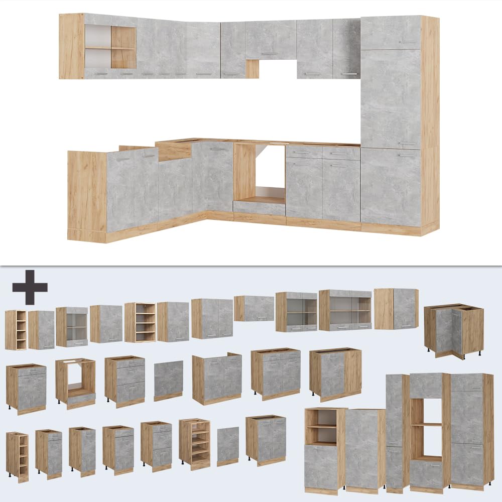 Vicco Goldkraft Kitchen Unit R-Line Corner 287 x 277 cm