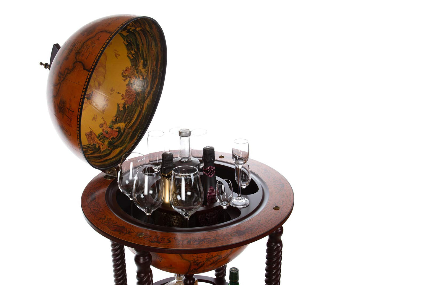 Birendy, giant globe design bar trolley with a lid and wheels