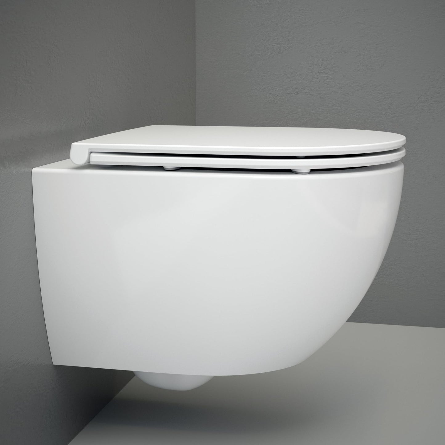 UDiseño Wall Toilet Rimless Toilet, 360° Superspin Flush Hanging Toilet, Raised Complete Set, D Shape, Low Noise Tornado Toilet Flush, UF Lid Seat with Soft-Close Mechanism, 52.5 cm Long, White