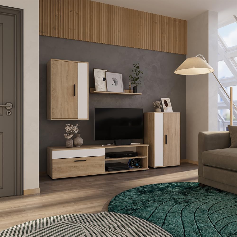 Vicco Berno TV Wall Unit Beige / Anthracite Set of 4