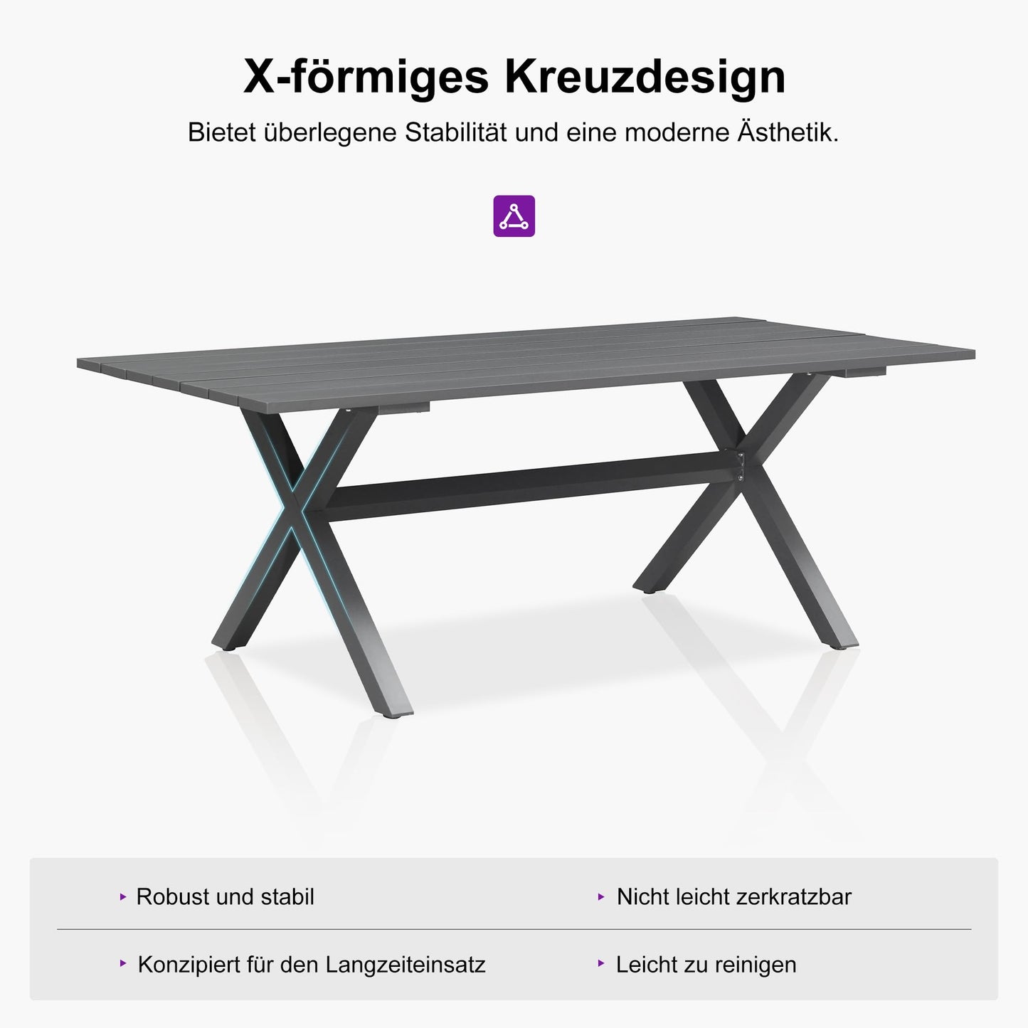 PURPLE LEAF 9-TLG Gartenmöbel Set,Aluminium Terrassenmöbel 8 Gartenstühle mit Tisch Balkonmöbel Essgruppe Gartengarnitur, Grau