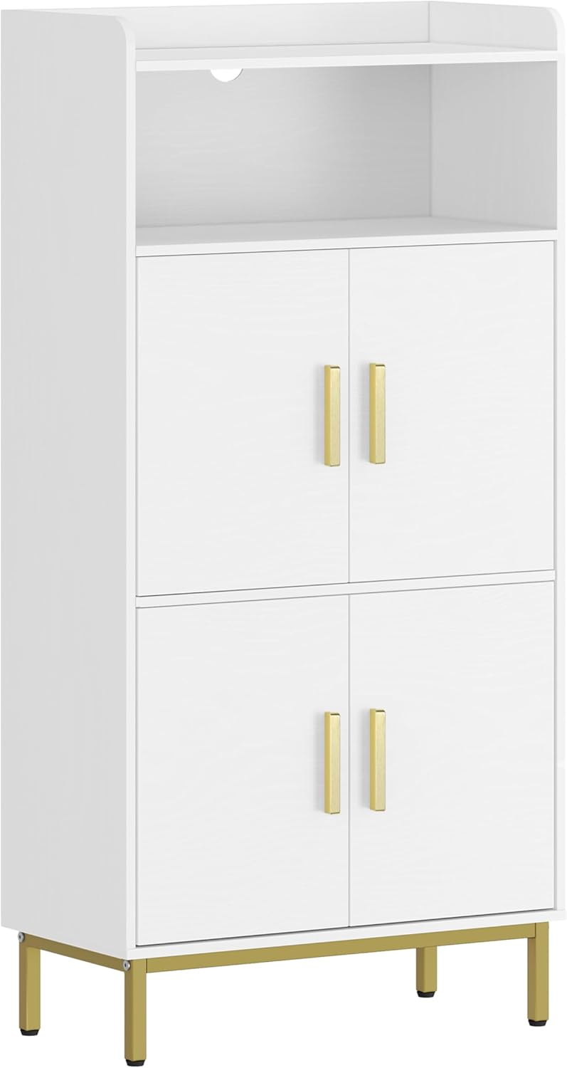 Hzuaneri SC45613G Bathroom Cabinet, Kitchen Cabinet, Storage Cabinet, 4 Doors and 1 Open Area, Adjustable Shelf, Bathroom, Living Room, Study, 30 x 60 x 120 cm, White