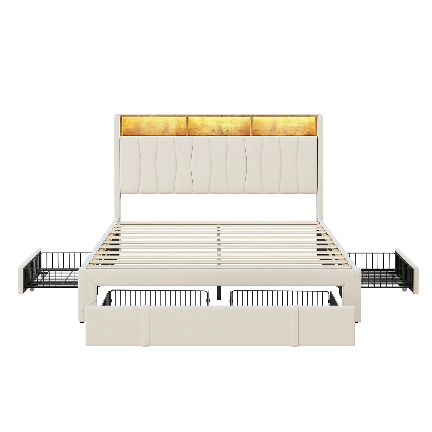 WOBOPCG Upholstered Double Bed 140 x 200, Hydraulic Storage Bed with Slatted Bases, Double Bed with Storage Space, Functional Bed with Storage Space (Grey + Flannel, 140 x 200)