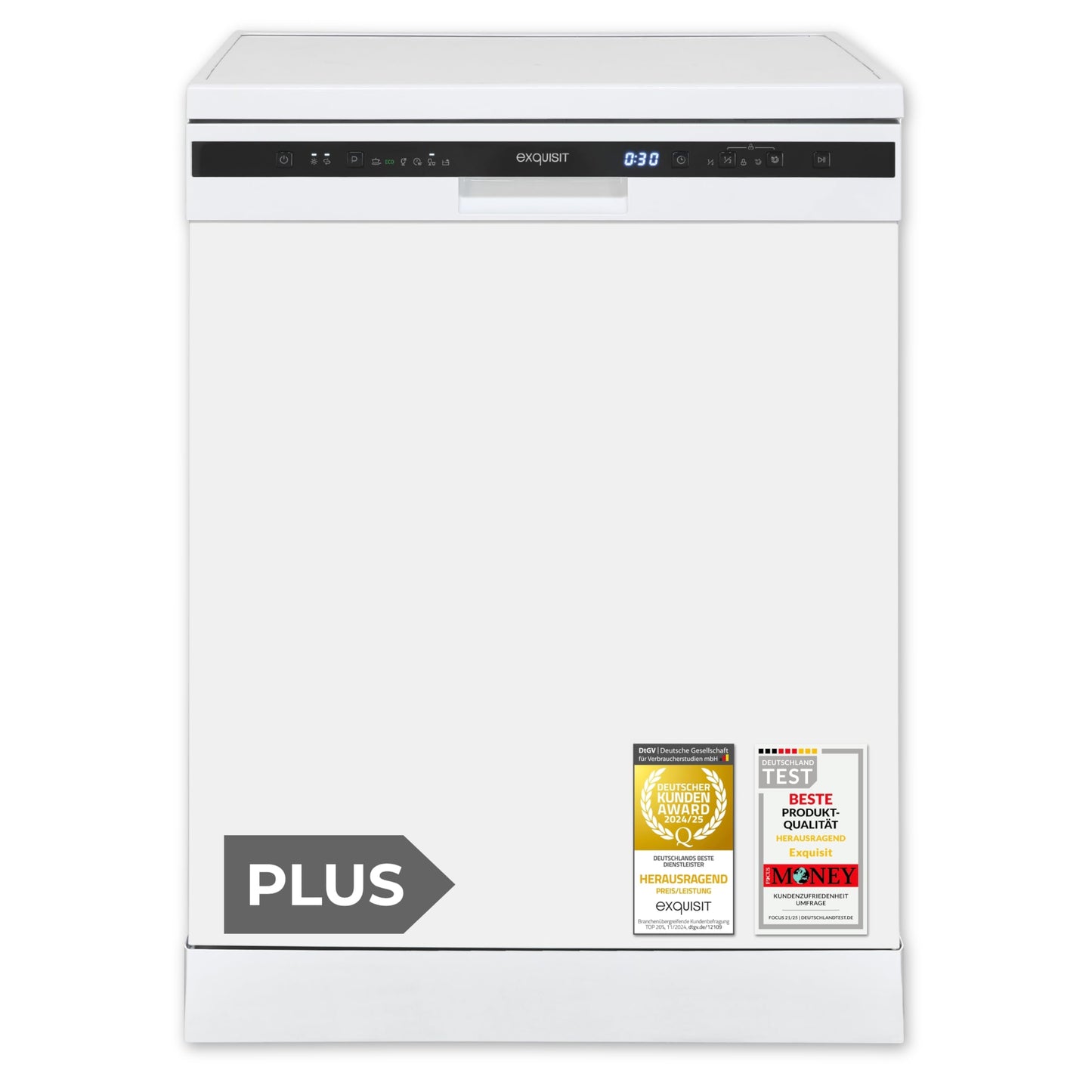 Exquisit PRO GSP56314-030C Dishwasher 60 cm, Undermountable, Energy Efficiency Class: C, 14 Place Settings, Cutlery Drawer, Automatic Door Opening, Delay Start, 11 Litres, Silver